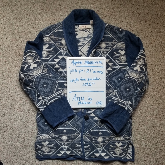 Anu by Natural tapestry jacket blue Aztec design 100% cotton SMALL FLAW - Picture 5 of 11